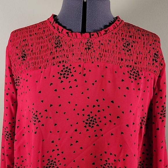Maison Jules Heart-Print Smocked Top Sz XL - Picture 6 of 14